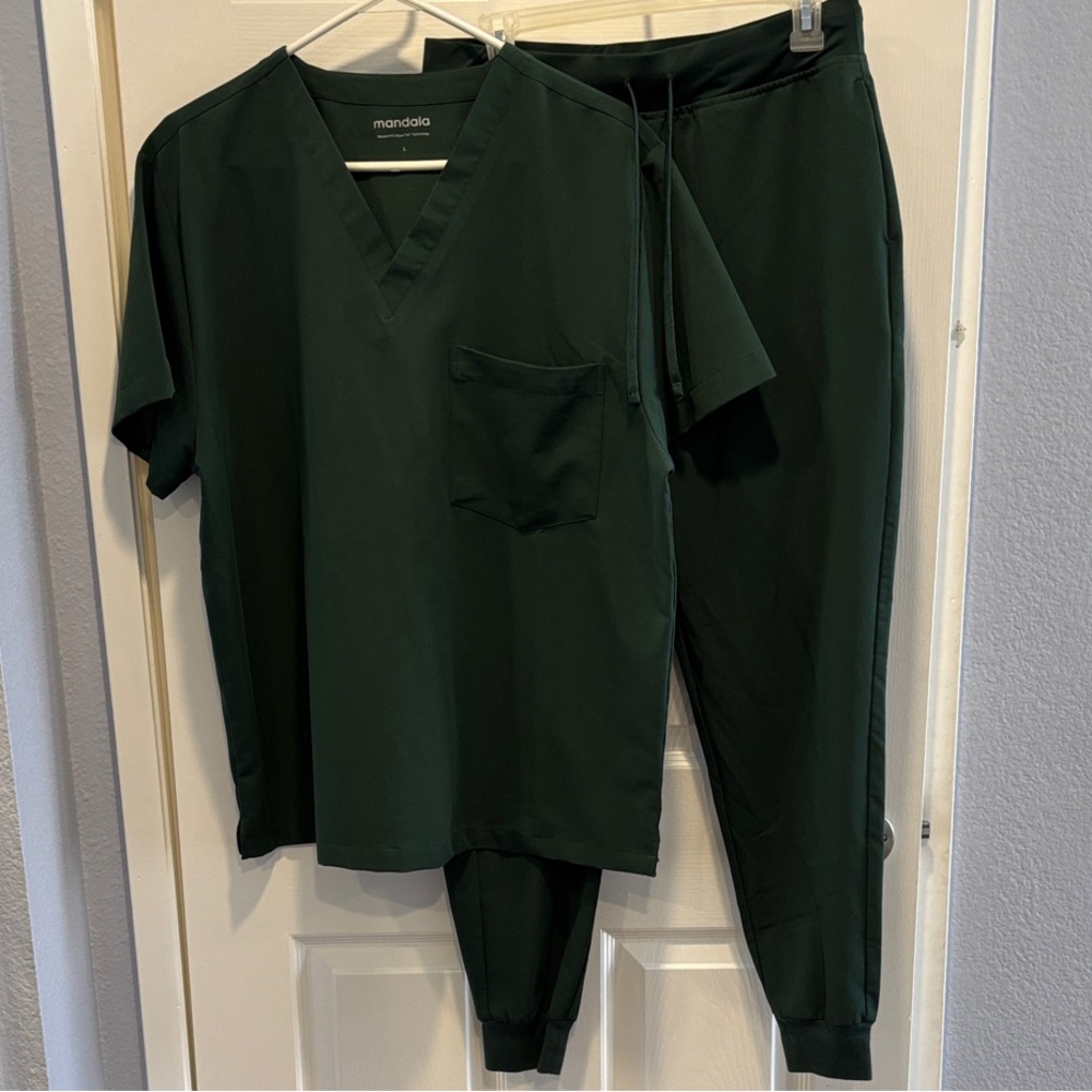 Mandala Midnight Green Scrub Set